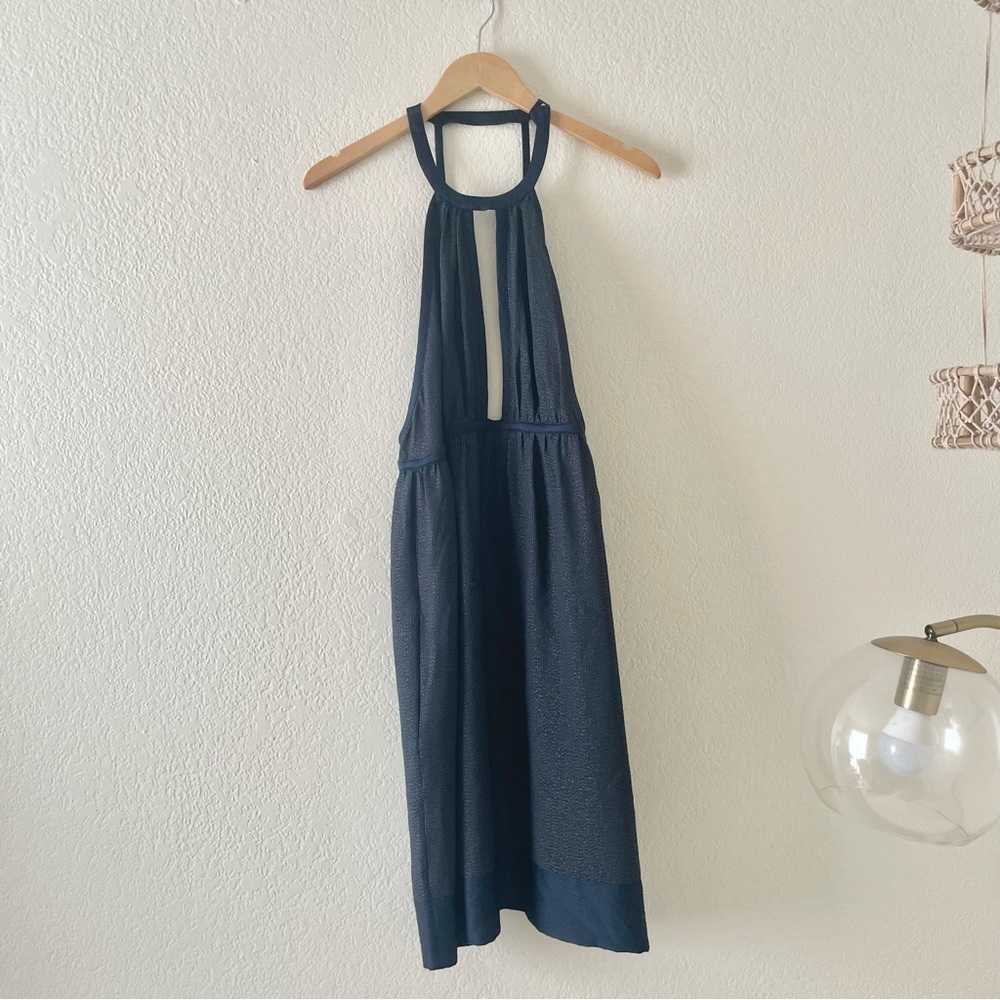 Stella McCartney Navy silk keyhole dress with pockets